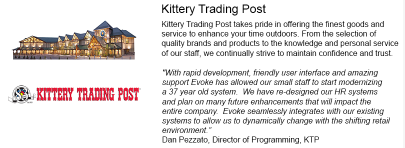 evoke testimonial provided by Kittery trading post